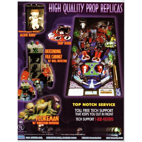 1997 Sega X-Files Pinball Flyer Vintage Arcade Game Promo - Picture 2 of 2